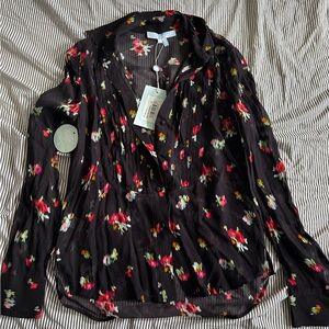 Hill House Mellie Top Black Ikat Floral XS